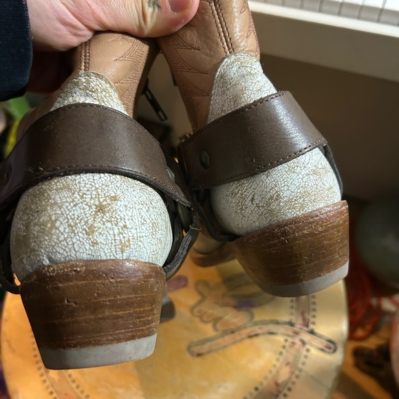 ASH Vintage Distressed Gold Brown Straps ankle Leather cowboy boots bootie 38 - Picture 4 of 16